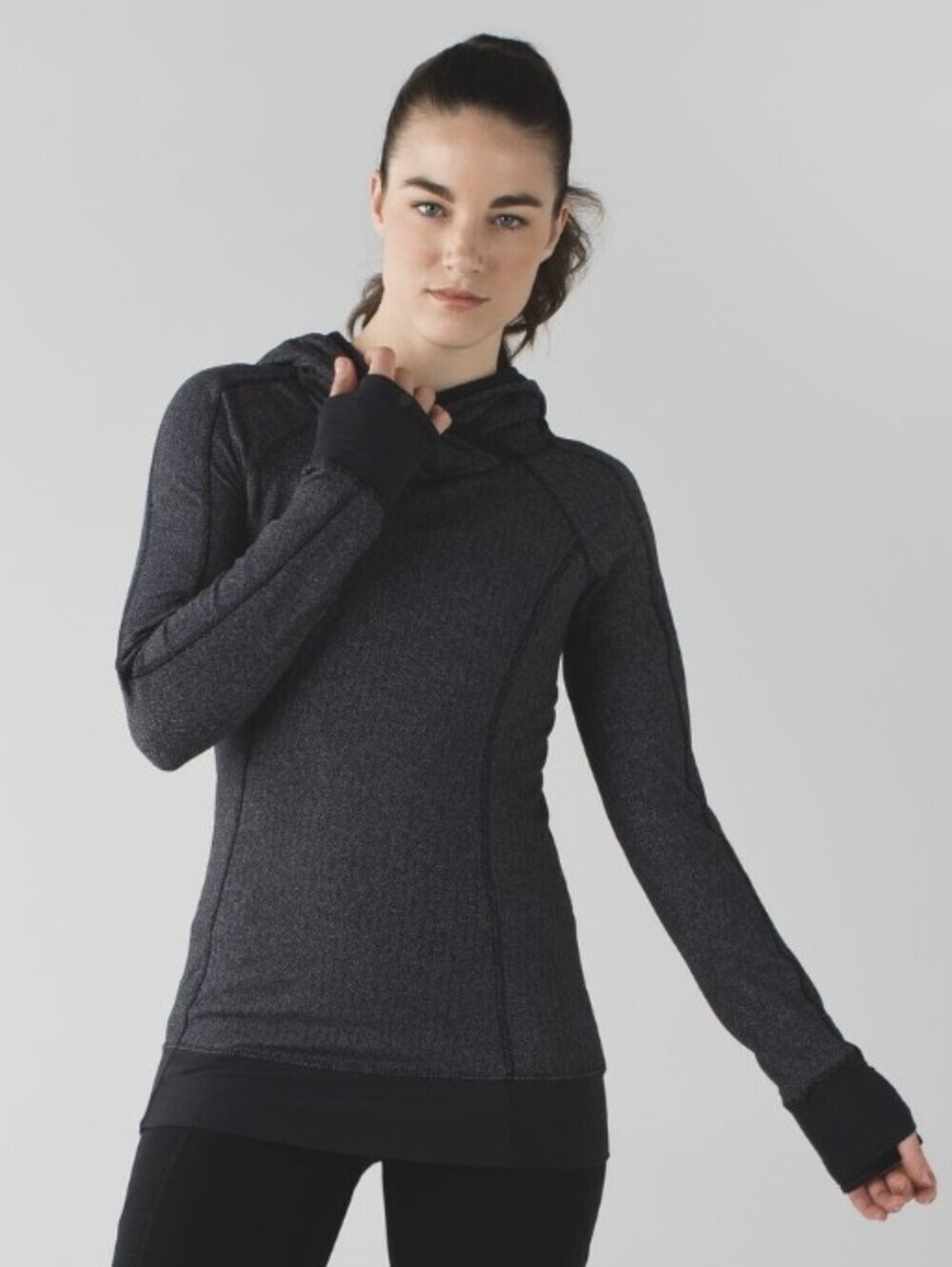 Lululemon Think Fast Hoodie. Heathered Herringbone Heathered Black. Rulu. 4 US.